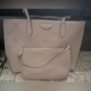 Dusty Pink Nine West 9 Logo Tote Bag with Zipper Pouch Insert